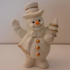 Lenox Snowman Figurine with Gold and Orange Accents